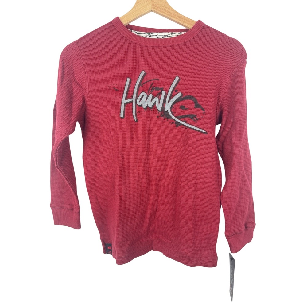 TONY HAWK Red Thermal Long-Sleeve Shirt Boys Size Small S 100% Cotton NEW